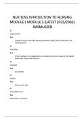 NUR 1055 INTRODUTION TO NURSING MODULE 1 MODULE 1 (LATEST 2025/2026) -RASMUSSEN