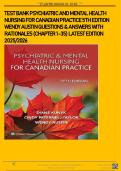Test Bank&colon; Psychiatric and Mental Health Nursing for Canadian Practice 4th Edition by Wendy Austin&period; All Chapters 1-35&period; Latest Version