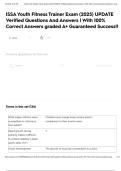ISSA Youth Fitness Trainer Exam &lpar;2025&rpar; UPDATE Verified Questions And Answers &vert; With 100&percnt; Correct Answers graded A&plus; Guaranteed Success&excl;&excl;