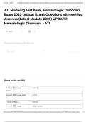 ATI MedSurg Test Bank&comma; Hematologic Disorders Exam 2025 &lpar;Actual Exam&rpar; Questions with verified Answers &lpar;Latest Update 2025&rpar; UPDATE&excl;&excl; Hematologic Disorders - ATI
