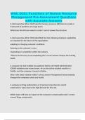 WGU D351 Functions of Human Resource Management Pre-Assessment Questions with Accurate Answers