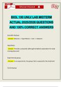BIOL 100 UNLV LAB MIDTERM ACTUAL 2025&sol;2026 QUESTIONS AND 100&percnt; CORRECT ANSWERS