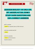 2025&sol;2026 BIOLOGY 100 UNLV &lpar;DR&period; JEF JAEGER&rpar; ACTUAL EXAM 2 STUDY GUIDE QUESTIONS AND 100&percnt; CORRECT ANSWERS