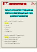 TILT-UP CONCRETE TEST ACTUAL 2025&sol;2026 QUESTIONS AND 100&percnt; CORRECT ANSWERS