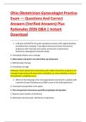Ohio Obstetrician-Gynecologist Practice  Exam &mdash; Questions And Correct  Answers &lpar;Verified Answers&rpar; Plus  Rationales 2026 Q&A &vert; Instant  Download