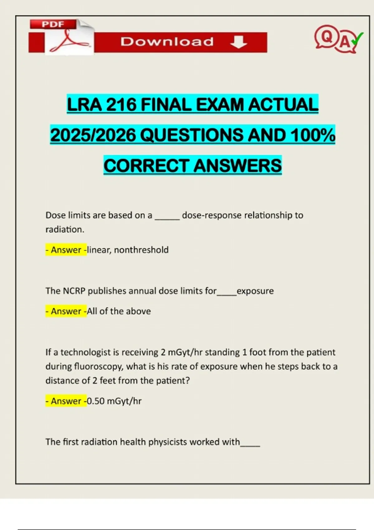 LRA 216 FINAL EXAM ACTUAL 2025/2026 QUESTIONS AND 100% CORRECT ANSWERS ...