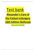 Test bank  Alexander&rsquo;s Care of  the Patient inSurgery  16th Edition Rothrock &vert;&vert; ISBN&colon;9780275971083