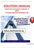 Solution Manual for Applied Statics and Strength of Materials&comma; 7th Edition by George Limbrunner &ndash; All Chapters 1&ndash;20 Complete