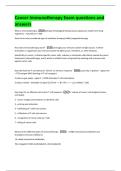 Cancer Immunotherapy Exam questions and  answers