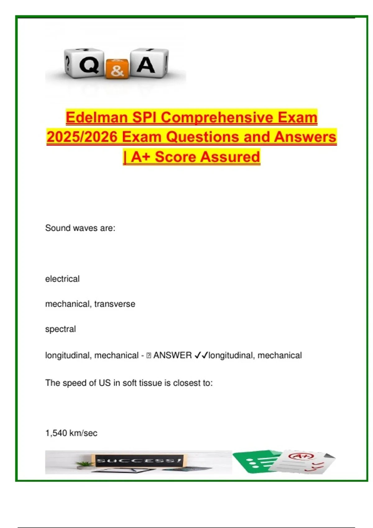 Positive Edelman Test Edelman SPI Comprehensive Exam 2025 (200+ Questions) – Sonography ...