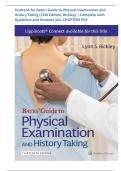 TEST BANK FOR BATE&rsquo;S GUIDE TO PHYSICAL EXAMINATION AND HISTORY TAKING 13TH EDITION BICKLEY &vert; ALL CHAPTERS &vert; QUESTIONS AND ANSWERS &vert; LATEST UPDATED VERSION