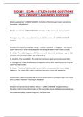 BIO 351 - EXAM 2 STUDY GUIDE QUESTIONS WITH CORRECT ANSWERS 2025&sol;2026