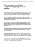 ATI Knowledge and Clinical Judgement Beginning Test fully solved