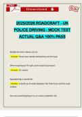 2025&sol;2026 ROADCRAFT - UK POLICE DRIVING - MOCK TEST ACTUAL Q&A 100&percnt; PASS