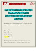 EMS INSTRUCTOR&sol;COORDINATOR EXAM ACTUAL 2025&sol;2026 QUESTIONS AND 100&percnt; CORRECT ANSWERS