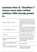 Louisiana Class D Chauffeur-s License exam with verified solutions 2025 already graded A&plus;