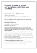 MEDICAL PARAMEDIC FISDAP ACTUAL STUDY QUESTIONS AND ANSWERS