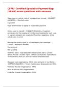 CSPR - Certified Specialist Payment Rep &lpar;HFMA&rpar; exam questions with answers