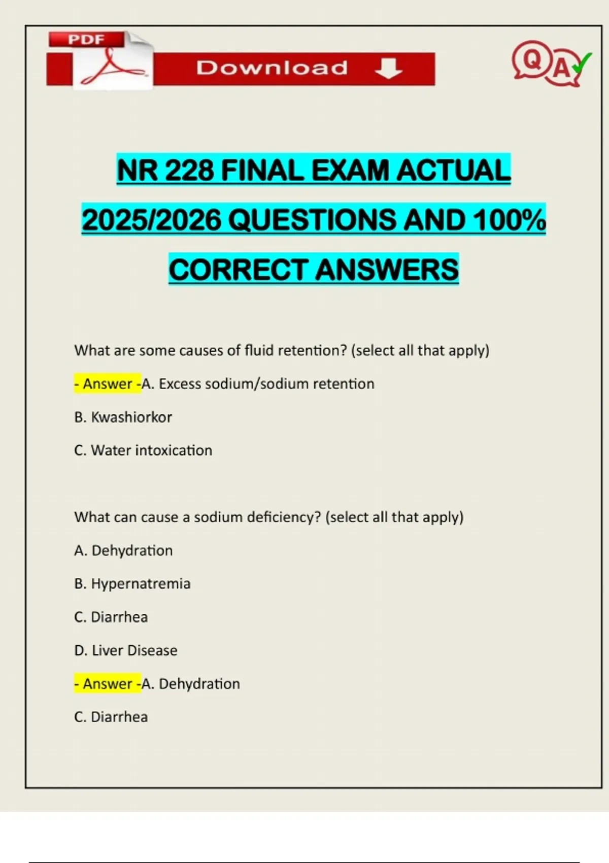 NR 228 FINAL EXAM ACTUAL 2025/2026 QUESTIONS AND 100% CORRECT ANSWERS ...