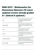 WGU D127 - Mathematics for Elementary Educators III Latest updated version already graded A&plus;
