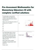 Pre-Assesment Mathematics for Elementary Educators III with complete verified solutions&period;