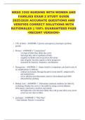 NRSG 3302 NURSING WITH WOMEN AND  FAMILIES EXAM 2 STUDY GUIDE  2025&sol;2026 ACCURATE QUESTIONS AND  VERIFIED CORRECT SOLUTIONS WITH  RATIONALES &vert;&vert; 100&percnt; GUARANTEED PASS  <RECENT VERSION> 