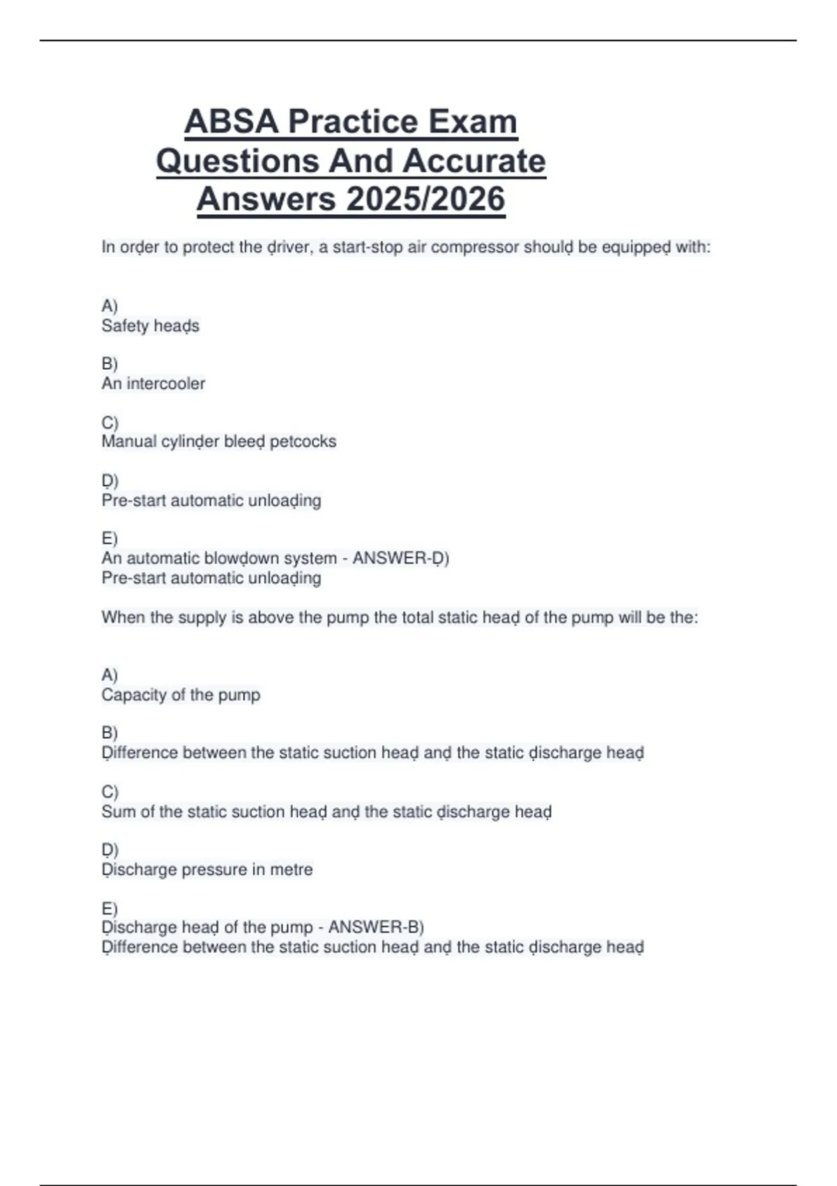 Cart Absa ABSA Practice Exam Questions And Accurate Answers 2025/2026 - ABSA ...