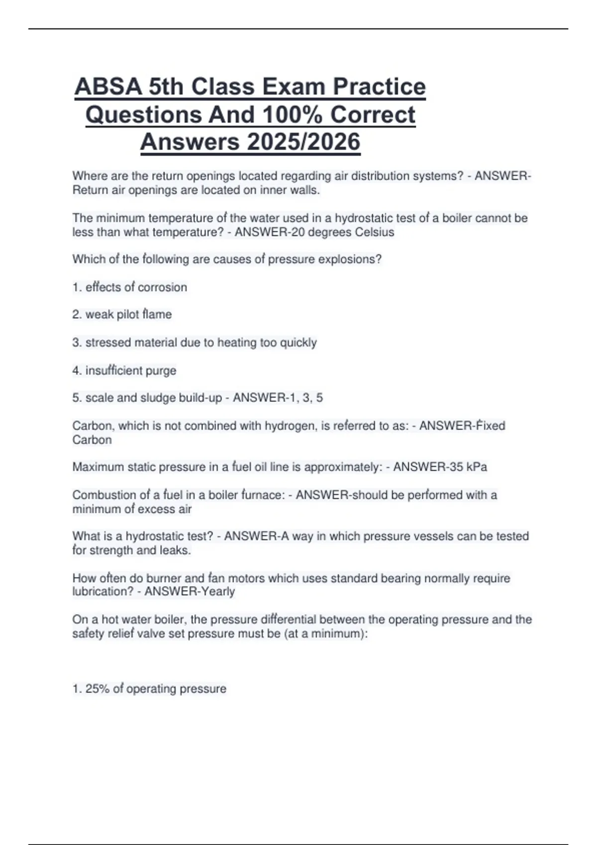 ABSA 5th Class Exam Practice Questions And 100% Correct Answers 2025/ ...