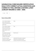 MONDAY&period;COM CORE BUILDER CERTIFICATION EXAM WITH CORRECT ACTUAL QUESTIONS AND CORRECTLY WELL DEFINED ANSWERS LATEST ALREADY GRADED A&plus; 2025 &ndash; 2026