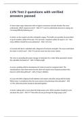 LVN Test 2 questions with verified answers passed