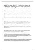 LVN Term 1 - Quiz 2 - Infection Control - Chapter 7 Study Guide well answered