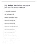 LVN Medical Terminology questions with verified answers passed