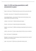 Quiz 3 LVN nursing questions well answered to pass