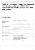 Florida BRT Corrections - Facility and Equipment Exam Questions & Answers &vert; 100&percnt; Verified solutions &vert;Questions with Correct Answers 2025 latest update&excl;&excl;