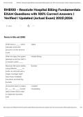 RHB100 - Resolute Hospital Billing Fundamentals EXAM Questions with 100&percnt; Correct Answers &vert; Verified &vert; Updated &lpar;Actual Exam&rpar; 20252026