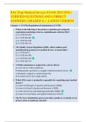 RAC Prep Medical Devices EXAM 2025&sol;2026 &vert;  VERIFIED QUESTIONS AND CORRECT  ANSWERS &vert; GRADED A&plus; &vert; LATEST VERSION