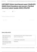 CPFT&sol;RPFT EXAM Most Recent exam COMPLETE &lpar;2025&rpar; EXAM Questions and Answers &lpar;Verified Answers&rpar; &lpar;Latest Update 2025&rpar; UPDATE&excl;&excl;