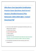 Ohio Burn Care Specialist Certification  Practice Exam Questions And Correct  Answers &lpar;Verified Answers&rpar; Plus  Rationales 2025&vert;2026 Q&A &vert; Instant  Download Pdf