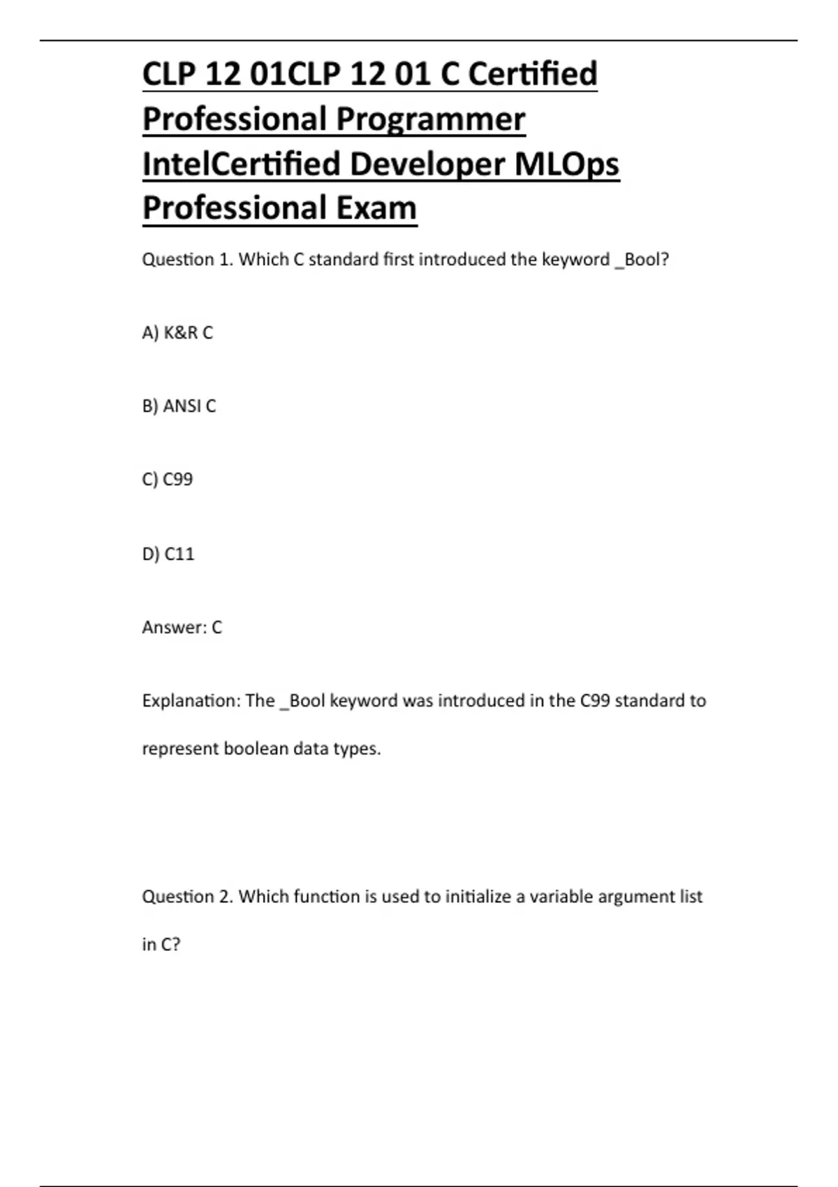 CLP 12 01CLP 12 01 C Certified Professional Programmer IntelCertified ...