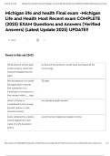 Michigan life and health Final exam -Michigan Life and Health Most Recent exam COMPLETE &lpar;2025&rpar; EXAM Questions and Answers &lpar;Verified Answers&rpar; &lpar;Latest Update 2025&rpar; UPDATE&excl;&excl;Michigan life and health Final exam -Michigan Life and Health Most Recent exam COMPLE