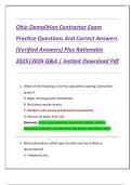 Ohio Demolition Contractor Exam  Practice Questions And Correct Answers  &lpar;Verified Answers&rpar; Plus Rationales  2025&vert;2026 Q&A &vert; Instant Download Pdf