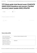 TTT1 Study guide Most Recent exam COMPLETE &lpar;2025&rpar; EXAM Questions and Answers &lpar;Verified Answers&rpar; &lpar;Latest Update 2025&rpar; UPDATE&excl;&excl;