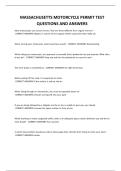 MASSACHUSETTS MOTORCYCLE PERMIT TEST QUESTIONS AND ANSWERS