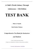 Test Bank &mdash; A Child&rsquo;s World&colon; Infancy Through Adolescence&comma; 12th Edition &mdash; Diane E&period; Papalia & Ruth Duskin Feldman