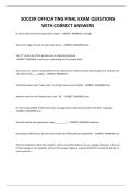 SOCCER OFFICIATING FINAL EXAM QUESTIONS WITH CORRECT ANSWERS