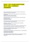 EDUC 1301 EXAM QUESTIONS WITH 100&percnt; CORRECT ANSWERS 