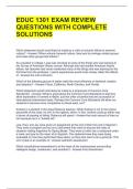 EDUC 1301 EXAM REVIEW QUESTIONS WITH COMPLETE SOLUTIONS 