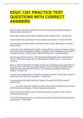 EDUC 1301 PRACTICE TEST QUESTIONS WITH CORRECT ANSWERS 