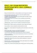 EDUC 1301 EXAM REPORTED QUESTIONS WITH 100&percnt; CORRECT ANSWERS 
