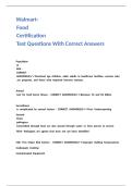 Walmart- Food Certification Test Questions With Correct Answers
